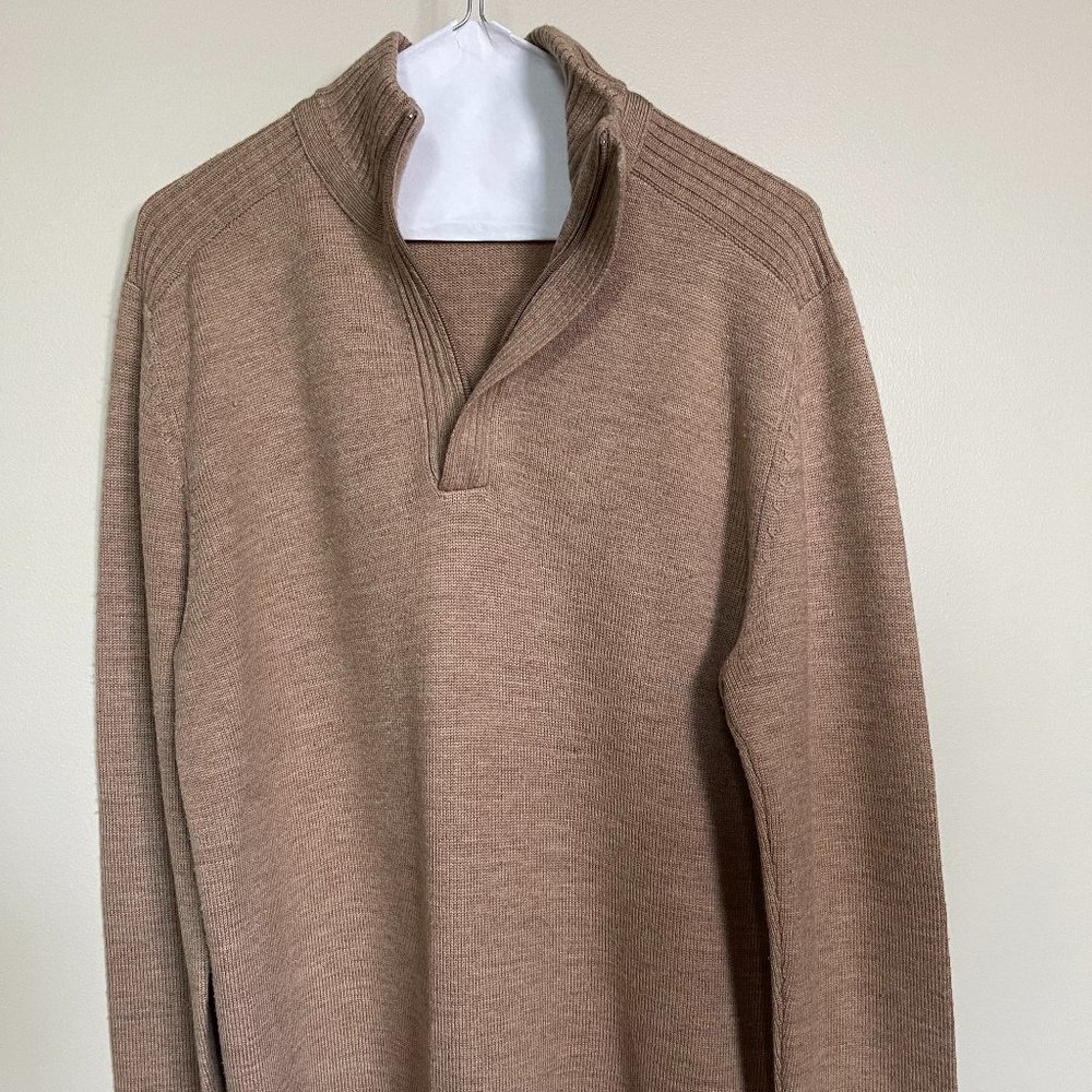 Johnston & Murphy Men's Quarter-Zip Pullover  Color: Tan/Brown | Size: M